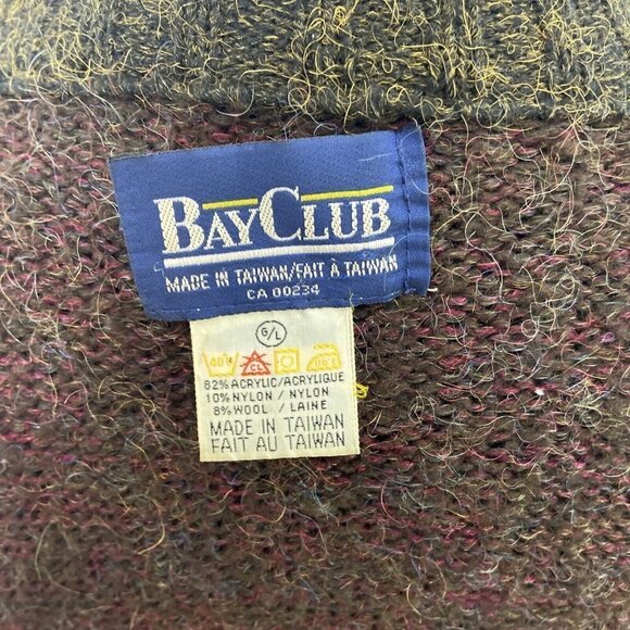 Vintage Hudson Bay 80s Wool Knit Long Textured Cardigan 3D Textured Mod Loud L - Picture 4 of 10
